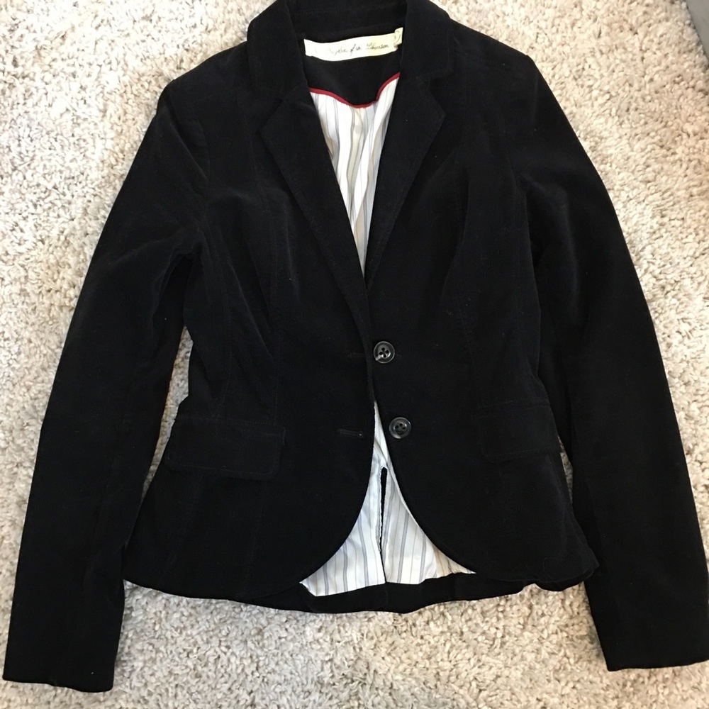 Anthropologie Daughters of Lib Black Velvet Blazer